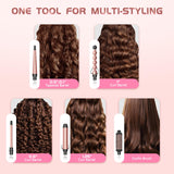 GSKY 5 in 1 Curling Iron Set, Hair Curler with Curling Brush and 4 Interchangeable Ceramic Curling Wand(0.5”-1.25”), Fast Heating, Include Suitcase & 2 Clips & Heat Protective Glove