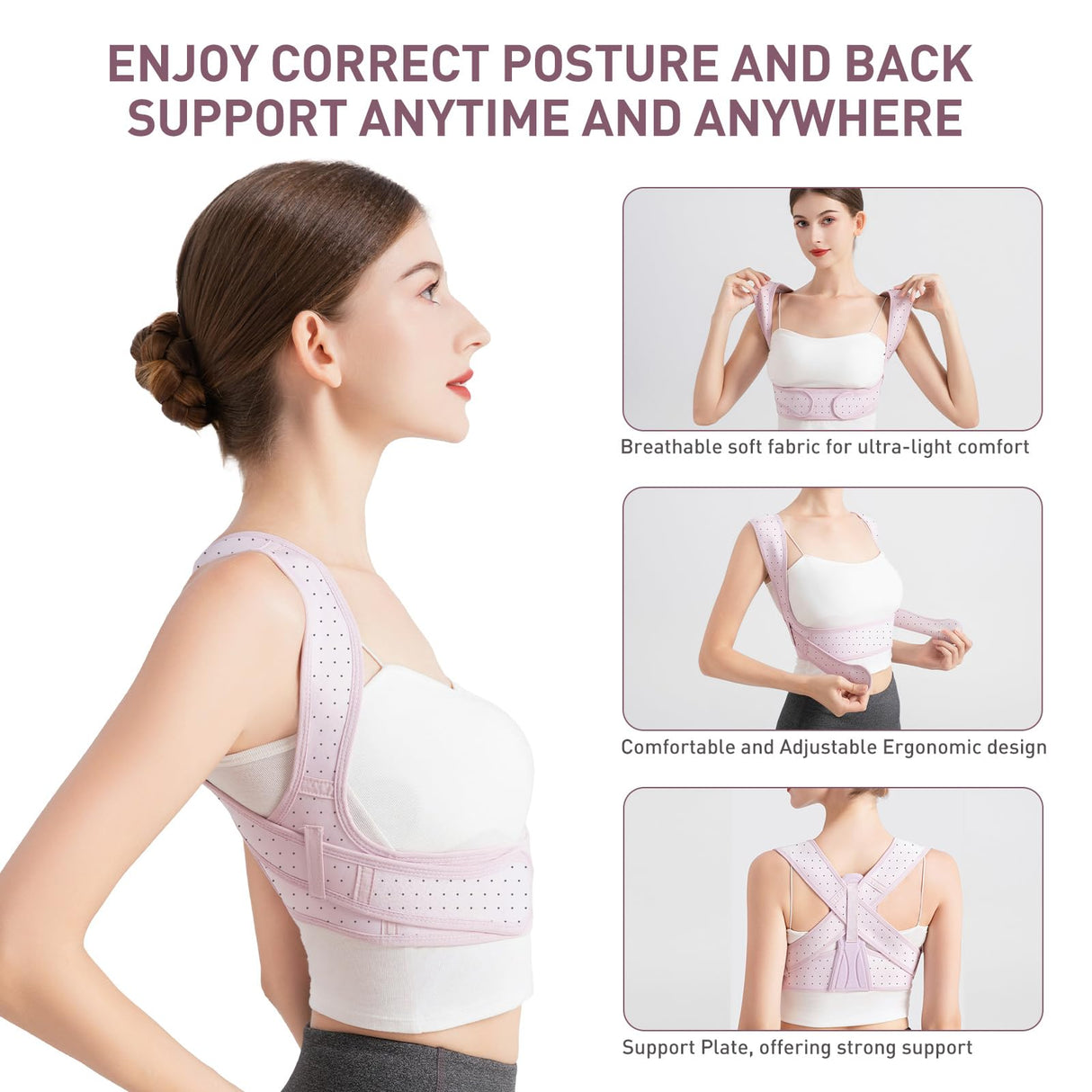NLNYCT Posture Corrector For Women, Adjustable Back Brace For Posture, Back Posture Corrector Providing Pain Relief From Lumbar, Neck, Shoulder, And Clavicle, Back (S/M Upper Waist 25-36 Inch)