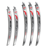EZARC 5 Pieces Japanese Teeth Reciprocating Saw Blade Set, Arc Edge Wood Pruning Saw Blades 6TPI for Tree Trimming, Wood Cutting, 12 Inch/15 Inch