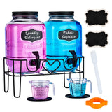 1 Gallon Liquid Laundry Detergent Dispenser with Stand, Glass Laundry Soap Dispenser, Glass Jars for Laundry Room Organization and Storage, Liquid Detergent, Fabric Softener