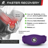 Sleeve Stars Tennis Elbow Brace for Men & Women, Tendonitis Elbow Brace & Strap Golfers Elbow Brace Counterforce Band for Tendon Pain Relief & Support for Forearm w/ 3 Straps Fits 9-23" (Single) (1, Dark Purple, One Size)