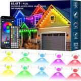 Sxlofty 65.6FT Permanent Outdoor RGB Lights,IP67 Waterproof Smart LED Eaves Lights with App/Remote Control,for Christmas and All Holiday Decor,Daily and Accent Lighting,House Roof and Garden Lighting