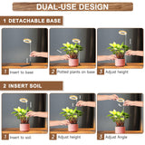 Aokrean Grow Light, 48 LEDs Full Spectrum Plant Lights for Indoor Growing, Height Adjustable Wood Grain Plant Grow Light with Base, 3 Optional Spectrums, Auto Timer 6/12/16Hrs, 5 Brightness