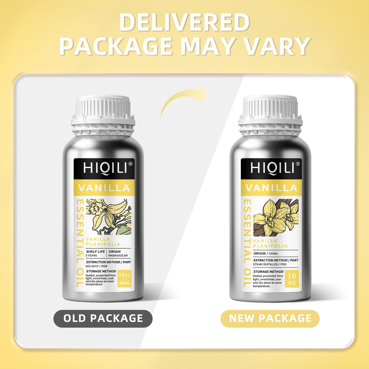 HIQILI 16 Ounces Vanilla Essential Oil, Strong Fragrance for Body Lotion, Candle Making, Soap, Aromatherapy -16 Fl Oz