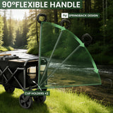 Foldable Wagon, Collapsible Wagon with Wheels, Small Wagons Cart with Flexible Handle, Portable Grocery Utility Wagons for Camping, Garden, Sports, Black