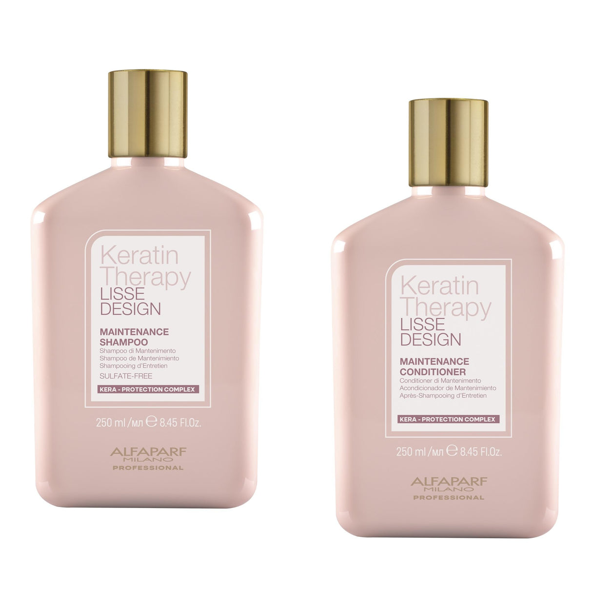 Alfaparf Milano Lisse Design Keratin Shampoo and Conditioner Set - Sulfate Free - Anti-Frizz - Maintains & Enhances Professional Keratin Therapy Treatment - Keeps Hair Smooth & Straight