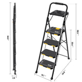 KINGRACK 4 Step Ladder with Tool Platform, Folding Step Stool with Wide Pedal, Safety Locking, Sturdy Steel Ladder Portable Safety Ladder for Painting Home Outdoor Garage