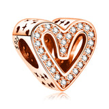 MITSOKU 9Pcs Silver Rose Gold Charms Set Compatible with Pandora Bracelets - Fashion Dangle Beads for Women, Birthday/Travel/Family Theme Jewelry Gifts