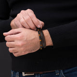 Ailetop Tiger Eye Bracelet Men - Mens Bracelets Beads Adjustable Braided Leather Bracelet for Men Brown Leather Mens Beaded Bracelets Men's Jewelry Birthday Gifts for Dad Husband Son