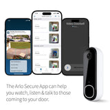 Arlo Video Doorbell 2K (2nd Gen, Latest Release), Wireless or Wired Option, 2-Way Audio, Night Vision, Head to Toe Video View, Package Detection, Person & Vehicle Recognition, 1-Month Secure Plan