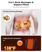 Back Massager with Heat, FSA HSA Eligible, Shiatsu Neck Massagers Deep Tissue Kneading Massage Pillow for Lower Back Leg Shoulder, Lumbar Support Pillow for Office Chair, Gifts for Mom Dad Women Men