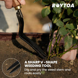 ROYTOA Garden Tool Set, 5PCS Gardening Tools, Stainless Steel Heavy Duty Hand Cultivator, Hoes, Shovel, Trowel and Weeder with Ergonomic Walnut Handle, Gardening Gifts for Women