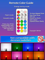 ILC Color Changing LED Light Bulb, A15 40W Equivalent, 5000K Daylight White, 450LM 5W E26 Screw Base RGBW, Mood Light Bulb - RGB 12 Color Choices - Timing Infrared Remote Control Included (4 Pack)
