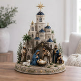 Bethlehem Nativity Church Light Tower,Lighted Nativity Scene Tabletop,1 Pcs