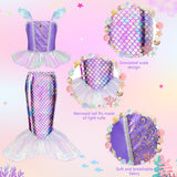 Meland Mermaid Dress for Girls, Princess Dress Up Costume Gift (3-4 Years)