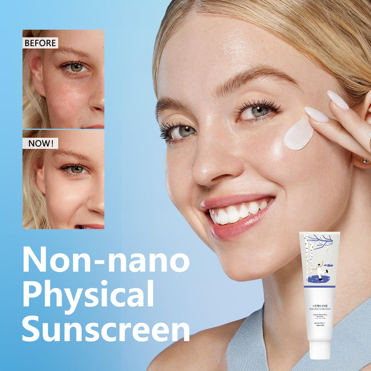 Birch Juice Moisturizing Sunscreen (SPF50+ PA++++) | A moisturizing sunscreen, No White Cast, Strong UV Protection, Moist Essence Type, Ocean Friendly-Reef Safe (1.69fl.oz) 100% （2pcs）