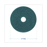 Boardwalk Heavy-Duty Scrubbing Floor Pads, 17" Diameter, Green, 5/Carton