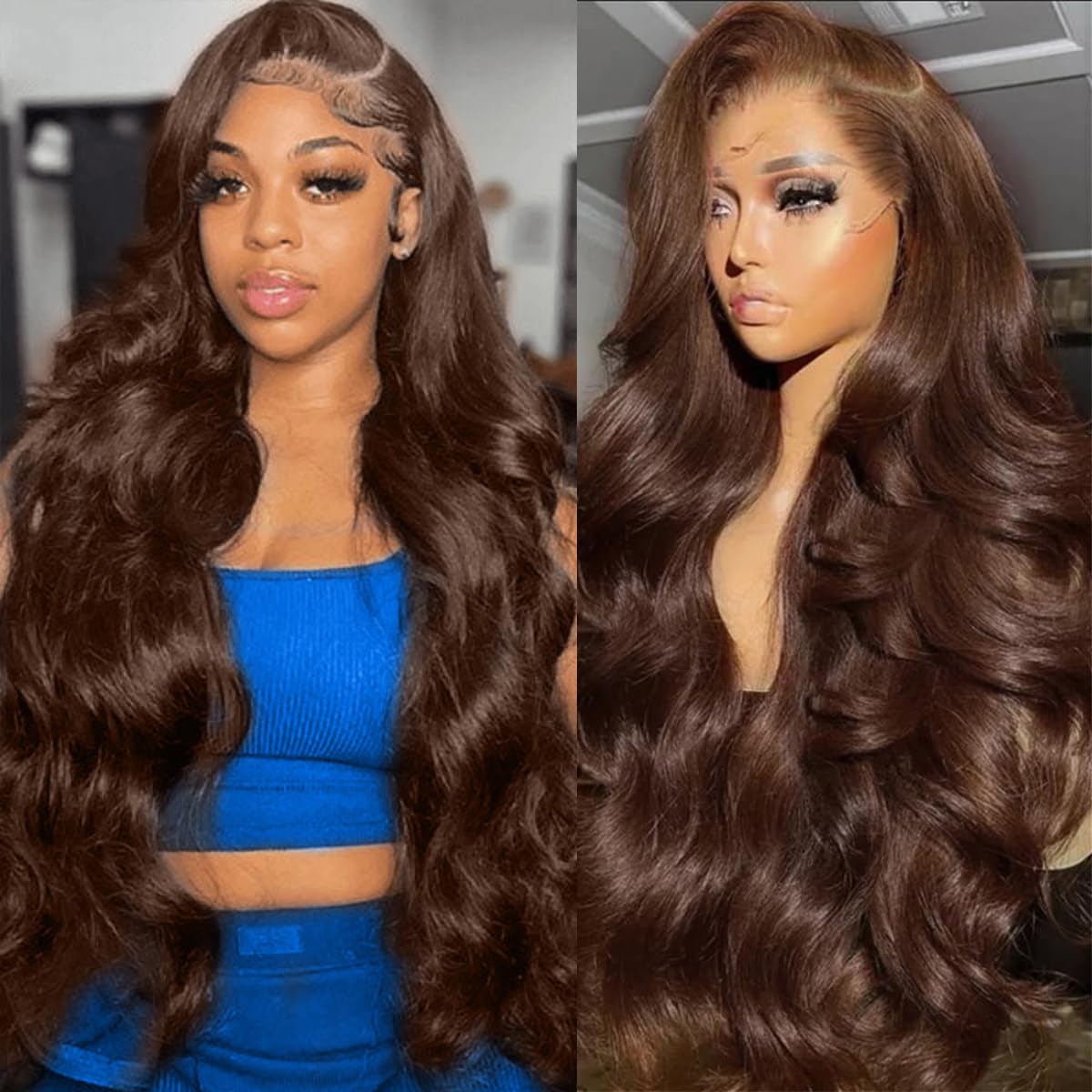 JMSTJMST 30 Inch Chocolate Brown Lace Front Wig Human Hair 200 Density 13x6 Hd Body Wave Lace Front Wigs Human Hair Pre Plucked Colored Frontal Wigs Human Hair Brown Wigs Human Hair Wig for Women
