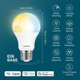 Linkind Smart Light Bulbs, Warm White to Daylight (2700K-6500K), Alexa Light Bulbs, Work with Alexa, Google Home, AiDot, 60W Equiv, Efficient 8.5W, 2.4G WiFi Bluetooth LED CRI>90, A19 E26 800LM, 4Pack