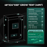 MARS HYDRO 4x2x6 Advanced Grow Tent, 48"x24"x71" High Reflective Mylar 1680D for Hydroponics Indoor Plant Growing, with Observation Window,Floor Tray and Smooth Zipper for TSL2000/SP3000