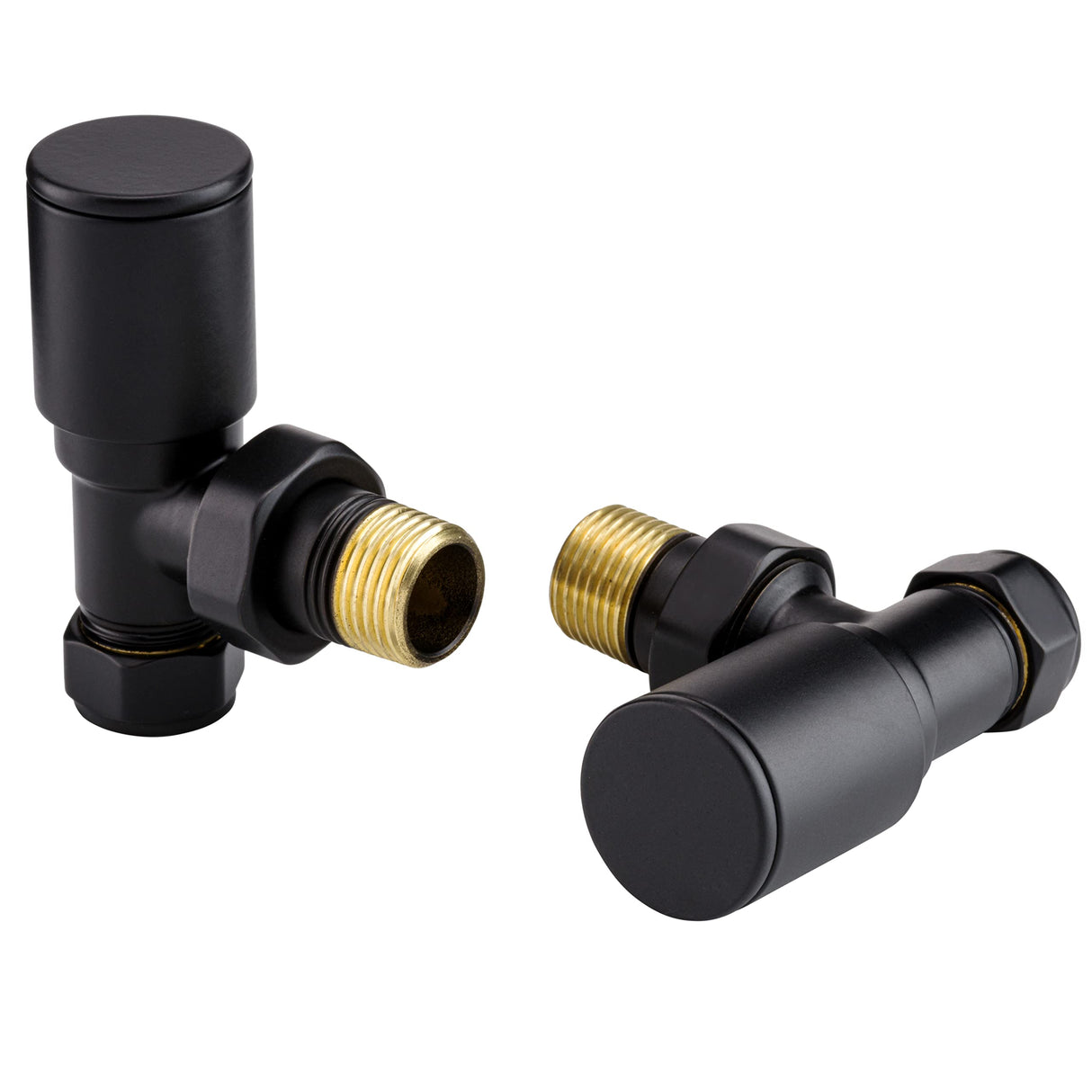 Sandy Beach Black Angled Radiator Valves - Black Angled Heated Towel Rail Radiator Valves - Black Radiator Valves, Radiator Valves Black Suitable for Internal Radiators or Heated Towel Rails (15mm)