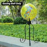 10 Inch Gazing Ball Glass Reflective Garden Globe Outdoor Gazing Globe Yard Ornament for Garden Yard Home Outdoor Decoration Yellow, NOT Solar