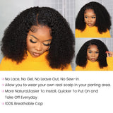 ISEE V Part Human Hair Afro Curly Minimal/No Leave Out Upgrade U Part Wig for Black Women V Shape Kinky Curly Thin Part Glueless Clip In Half Wig 180% Density Natural Color 14 Inch
