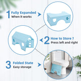 7inches Foldable Toilet Stool (Blue), Healthy Bathroom Squatting Posture Poop Stool with Anti-Slip Feet, A Good Helper to Effective Relief of Constipation, Easy to Storage Toilet Squat Stool