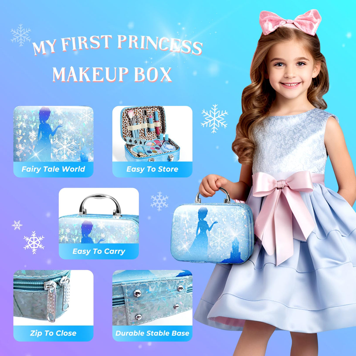 INNOCHEER Kids Makeup Kit for Girl Toys, Frozen Makeup Set for Girls, Real Washable Makeup Kit for Girls, Birthday Christmas Princess Gifts for Girls Kids Toddlers Age 3 4 5 6 7 8 9 10 11 12 Year Old