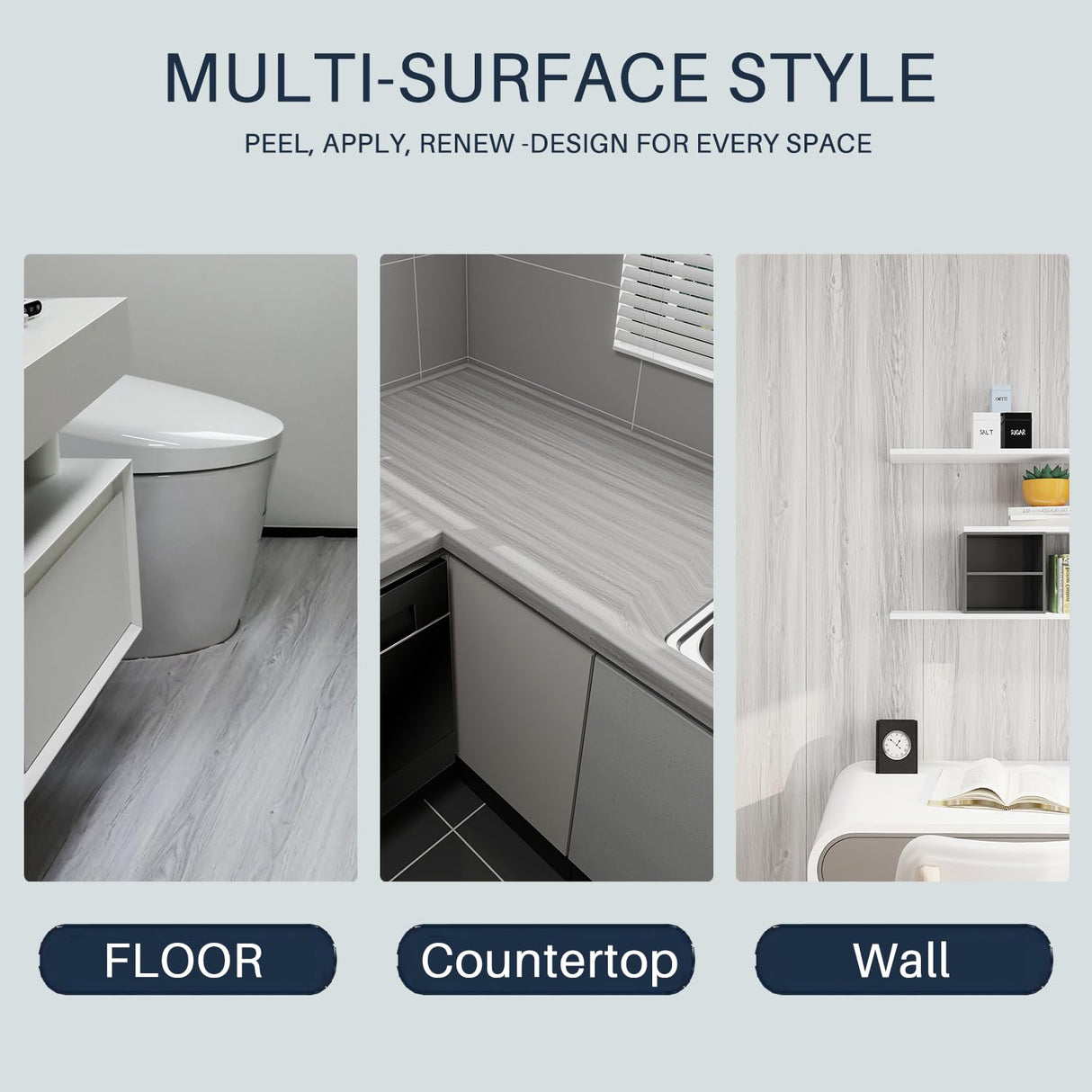 auxua Wood Grain Peel and Stick Floor Tiles – 11.8” Width, Full Roll Length of 394" – Versatile Design for Any Space, Light Color Self Adhesive Vinyl Flooring, Waterproof and Non-Slip Features