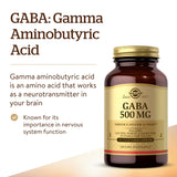 Solgar GABA 500 mg, 100 Vegetable Capsules - Relaxation & Nervous System Support - Amino Acid - Non-GMO, Vegan, Gluten Free, Dairy Free, Kosher - 100 Servings