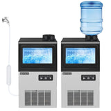 ROVSUN 90LBS/24H Ice Maker Machine with 2 Water Inlets, Freestanding & Countertop Ice Machine with 11lbs Storage Bin, Ice Scoop & Water Filter for Home Office Light Commercial Restaurant Bar Cafe Use