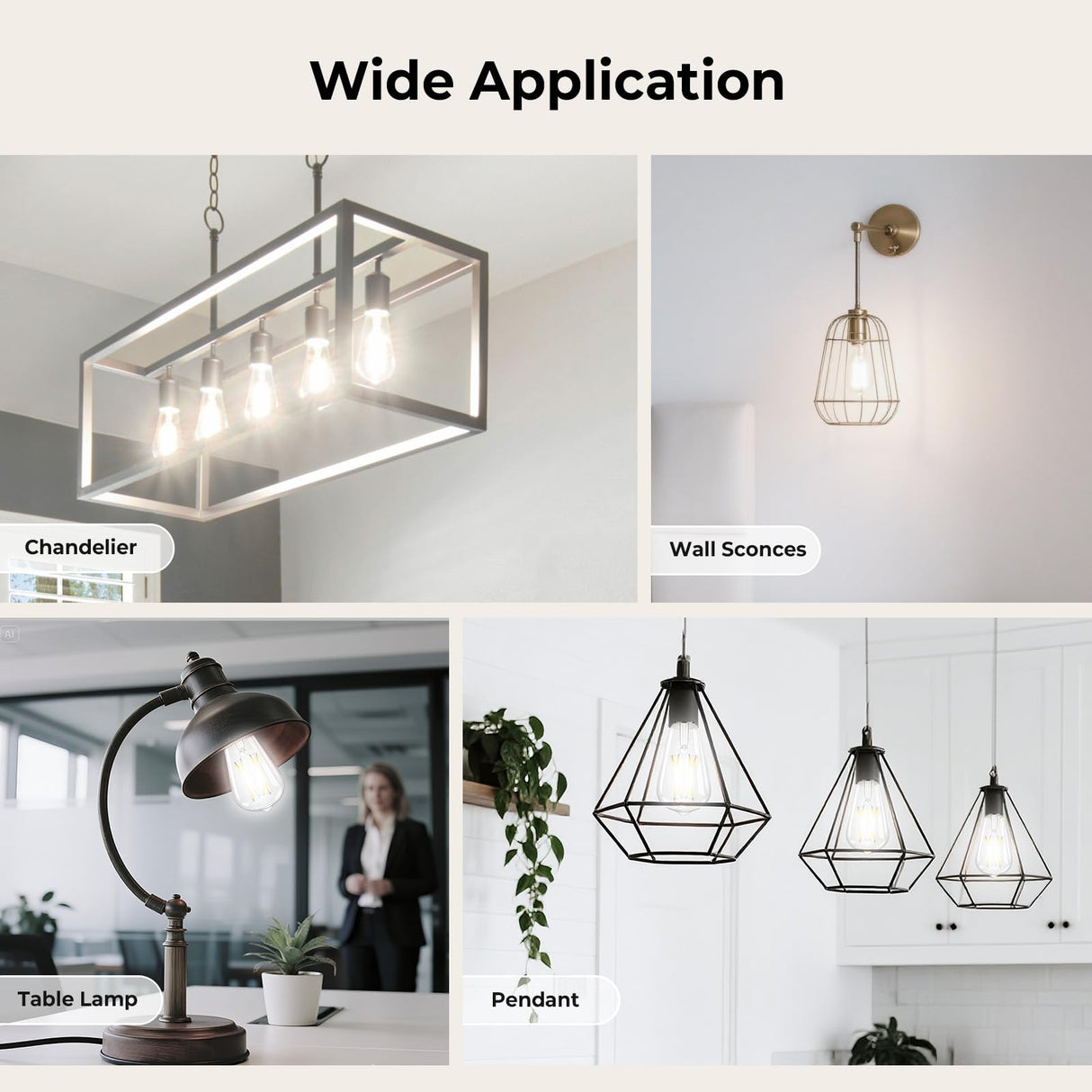 GvvooHome Dimmable Edison Bulbs, 4000K Daylight White, 6W Equivalent to 60 watt E26 LED Bulb, ST58 Vintage Light Bulbs, 600LM, 90+ CRI, E26 Base, Clear Glass, 6 Pack