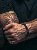 Richsteel Stainless Steel Cuban Link Beacelet for Men, Black Bracelets for Men 8mm Width 7.4 Inch Length Black Chain Wrist Bracelets Fashion Accessories Jewelry Gifts