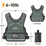 APEXUP Adjustable Weighted Vest, 4-10lb/12-18lb/20-32lb Vest with 6 Ironsand Weights and Large Pocket, Weight Vest for Men Women Strength Training, Running, Walking (4-10lb, Grey)