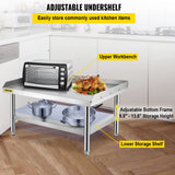 VEVOR Stainless Steel Equipment Grill Stand, 60 x 30 x 24 Inches Stainless Table, Grilling Stand Table with Undershelf, Equipment Standing Grill Desk for Hotel, Home, Restaurant Kitchen