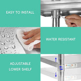 STABLEINK NSF Stainless Steel Prep & Work Table 36x24 Inches, Heavy Duty Metal Table with Backsplash and Undershelf for Commercial Kitchen, Restaurant, Home, Laundry Room and Garage