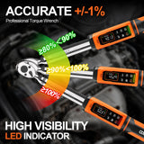 coobeast Digital Torque Wrench, 3/8 Drive Electronic Torque Wrench with Preset Value(1.5-99.5 Ft-lbs./2-135Nm), Buzzer and LED Flash Five Units of Measure for Bike Motorcycle Car