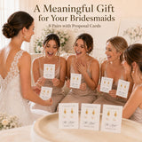Bridesmaid Earrings for Bridesmaids 8 Pairs Gold Knot Pearl Wedding Jewelry Set Bridesmaid Proposal Gifts for Bridal Party