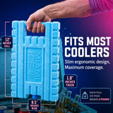 Miami Ice Reusable XL Cooler Ice Pack (12"x9") - Replaces 21 lbs of Ice, Stays Cold 24–48 Hours, BPA-Free, Built-in Handle, Large Frozen Ice Packs for Cooler - 3 Pack