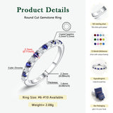 RANDES Blue Sapphire Eternity Rings for Women 925 Sterling Silver September Birthstone Ring Stackable Thin Sapphire Band Ring Size 7