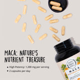 Organic Maca Root Capsules 1200 mg – Libido Booster for Women Fast Acting & Potent | Aphrodisiac Supplement | Energy Pills from Peru | Includes Black Pepper for High Absorption | Vegan, 120 Ct