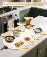 Warming Mat for Food,Temperature Adjustable Food Warmers for Parties Buffet with Timer,Silicone Food Warming Trays with Heat Proof Base,Roll Up Food Heating Mat for Home & Travel(Beige)