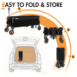 Portal 51.2" Long Wagon Carts Foldable with Brakes,Heavy Duty Utility Cart
