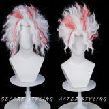 Wiggy Mermaid Okarun Cosplay Wig for Dan Da Dan Cosplay White Mixed Red Cosplay Wig with Wig Cap for Halloween Christmas Costume