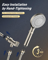 FASDUNT Shower Head with Handheld, High Pressure Handheld Shower Head with 80" Extra Long Stainless Steel Hose & Adjustable Bracket, Showerhead with ON/OFF Switch for Pets Bath, Brushed Nickel