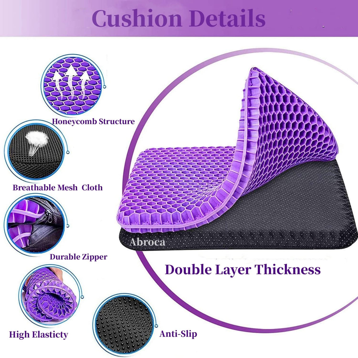 Gel Seat Cushion for Long Sitting, Double Thick Office Desk Home Wheelchair Seat Cushions for Back Hip Sciatica Tailbone Pain Sore Pressure Relief, Gel Cooling Game Chair Pads for Car Truck Driver