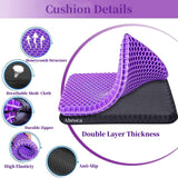 Gel Seat Cushion for Long Sitting, Double Thick Office Desk Home Wheelchair Seat Cushions for Back Hip Sciatica Tailbone Pain Sore Pressure Relief, Gel Cooling Game Chair Pads for Car Truck Driver
