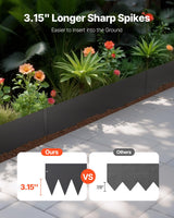 VEVOR Steel Landscape Edging, 6 Packs 40 x 8 in Rust-Resistant Metal Landscape Edging, Bendable Garden Edging Border, Heavy Duty Lawn Edging, Easy-to-Install, Flower Bed Yard Pathway Divider Black
