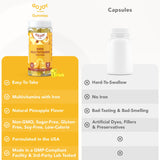 GOJOY NATURALS Picky Eater Kids Multivitamin Gummies with Iron - Sugar Free Chewable Iron Supplement for Toddlers & Children 3 & Up - Essential Kids Vitamins for Growth & Development